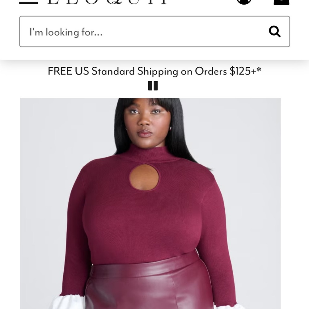 Eloquii Burgundy and White Blouse NWT 1